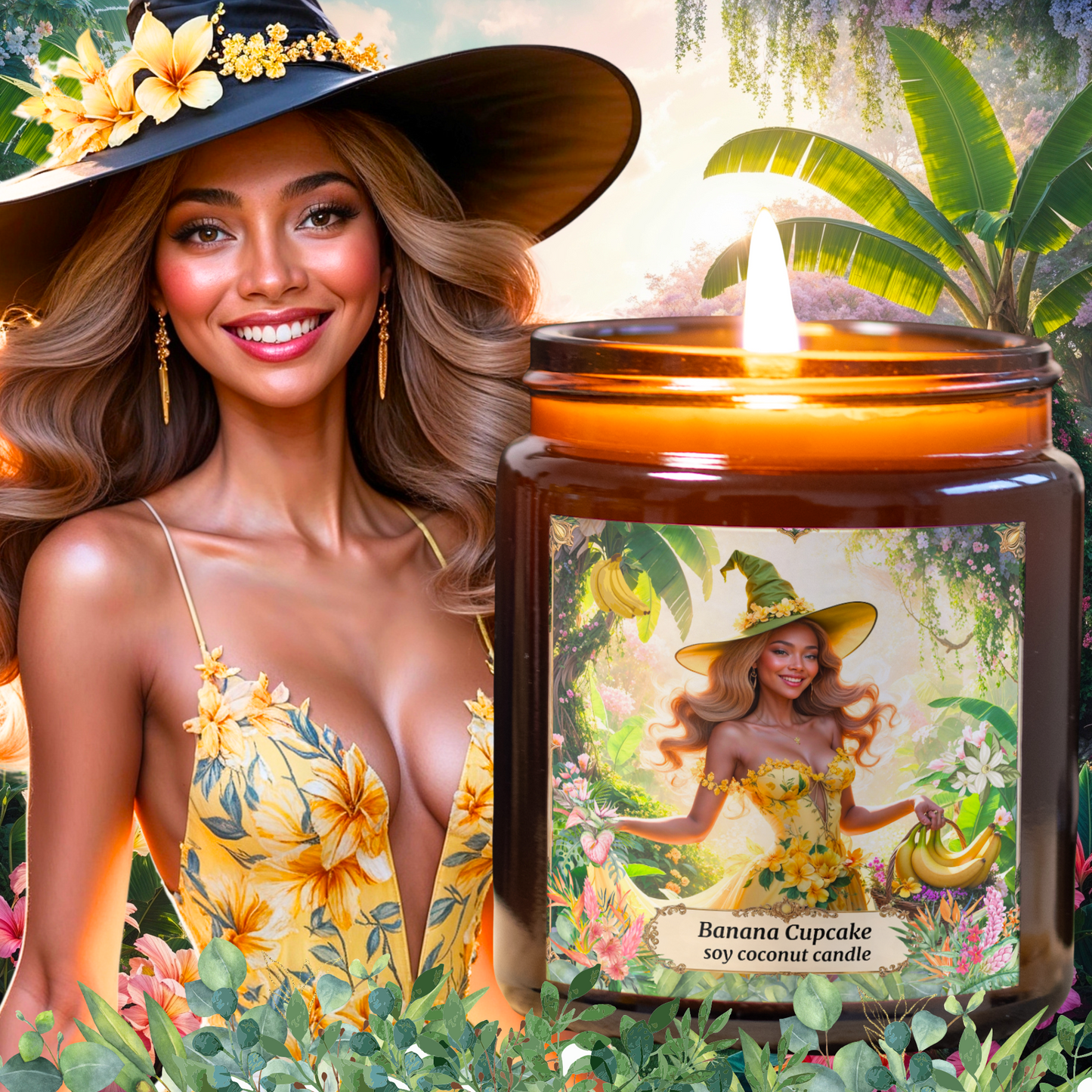 Banana Caramel Cupcake Soy Coconut Candle