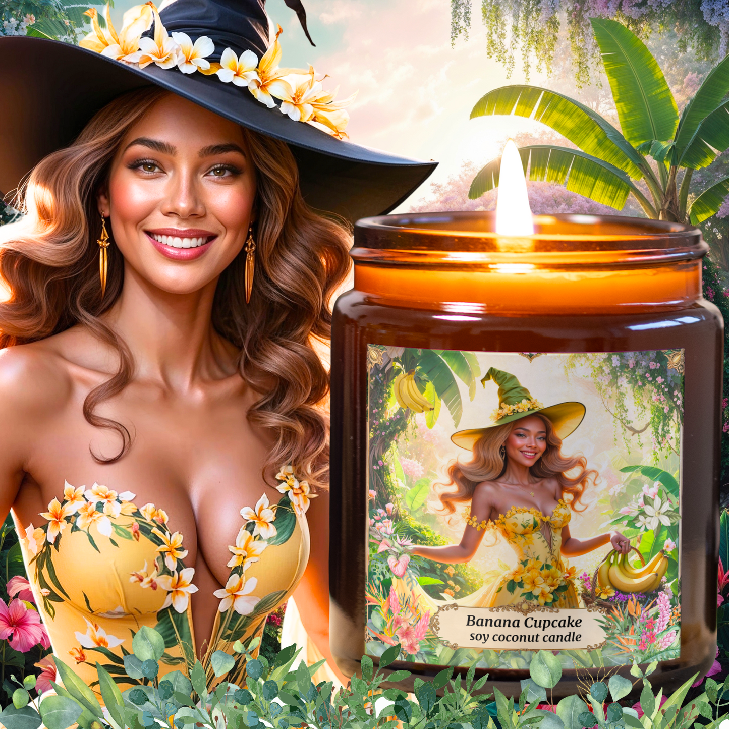 Banana Caramel Cupcake Soy Coconut Candle