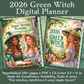 2026 Green Witch Digital Planner – Hyperlinked PDF for GoodNotes, Notability &amp; more