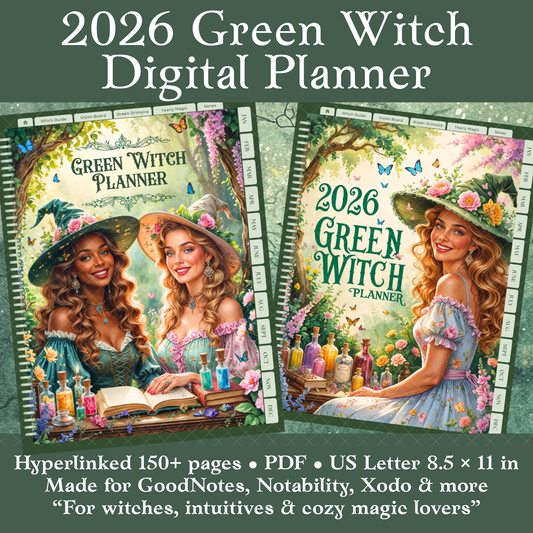 2026 Green Witch Digital Planner – Hyperlinked PDF for GoodNotes, Notability &amp; more